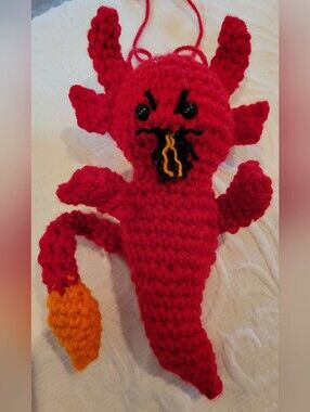 Halloween Red Devil Ghost Dangler With Orange Spooky Grunge Goth Ornament BUNDLE